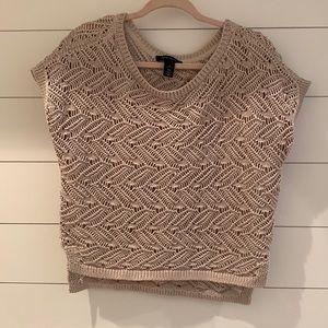 White House Black Market Tan Crochet Top